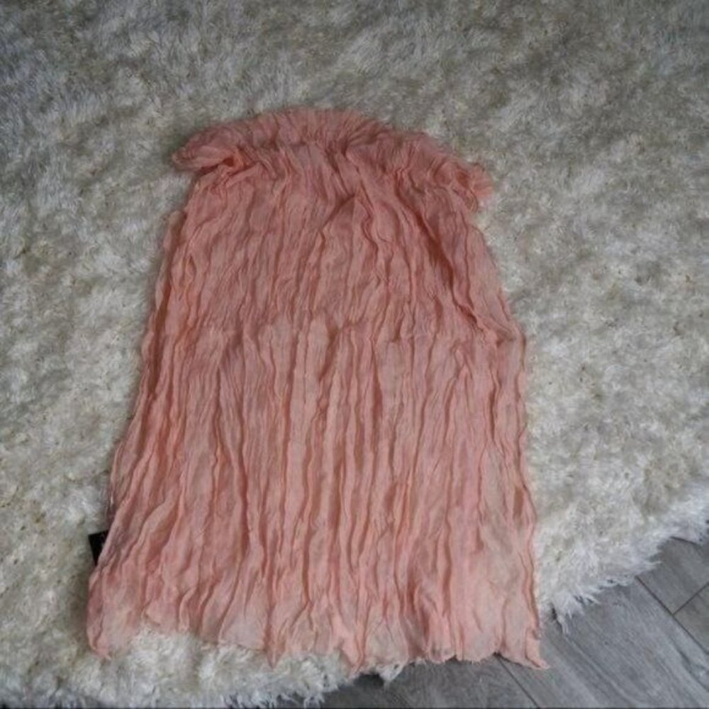 Peachy Pink Scarf Wrinkle Style Wrap Shall - Picture 3 of 4